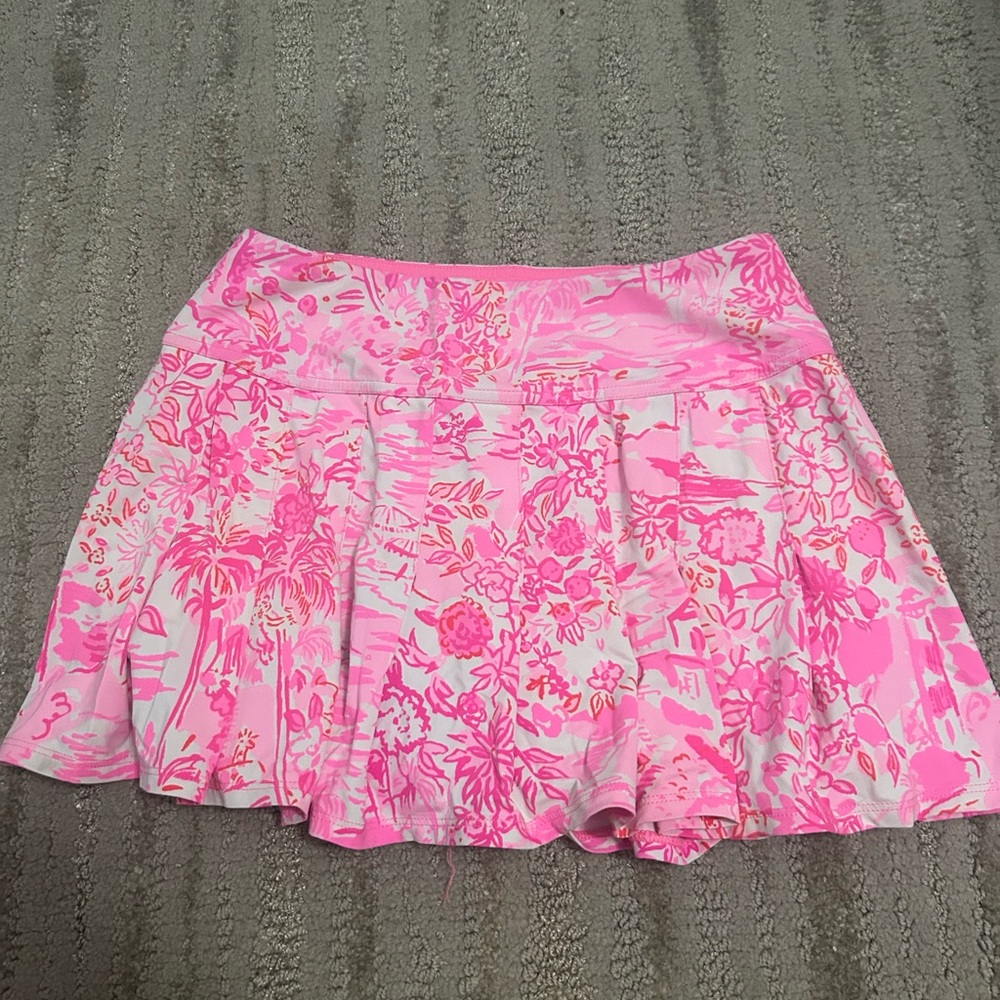 Lilly Pulitzer Pink and White Pleated Skater Mini Skirt